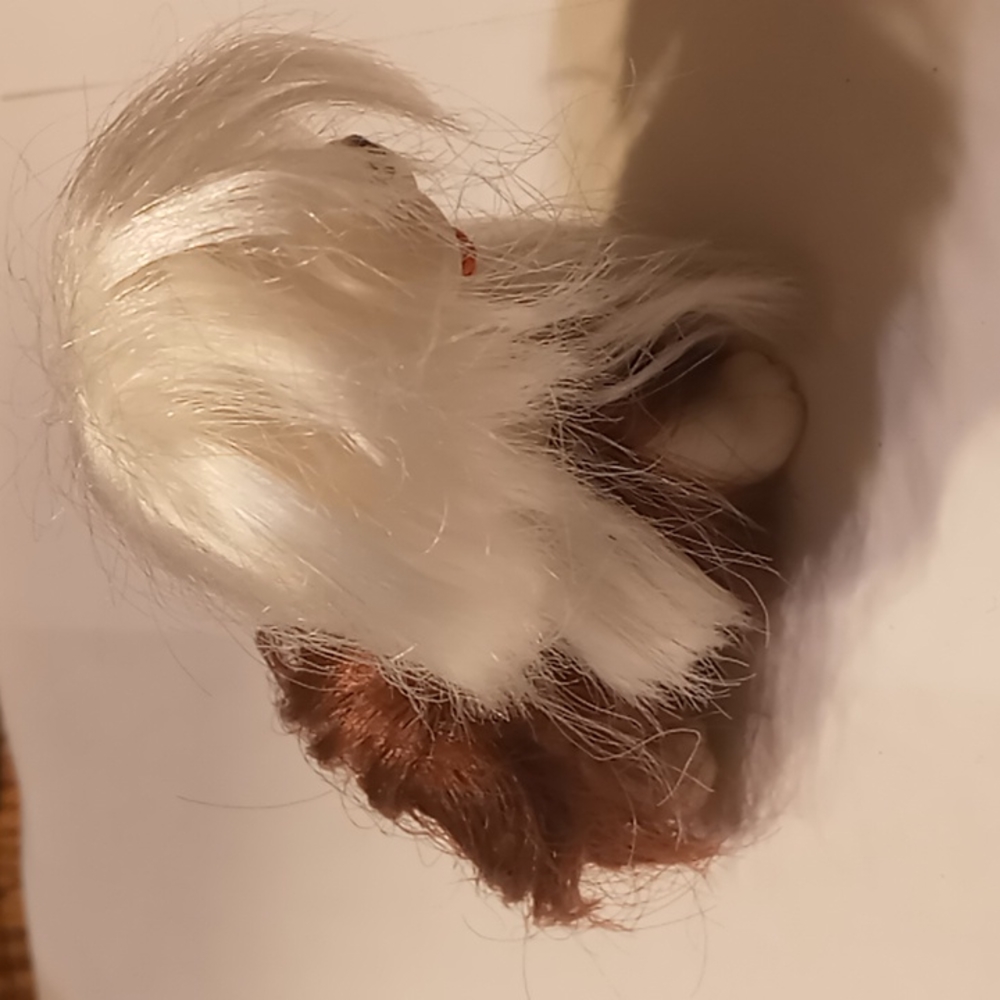 Vintage CitiToy 1989 Old English Sheep Dog 3" Brown and White Long Hair Doll Pet